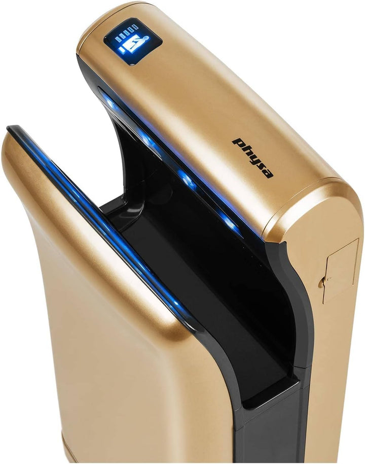Physa BARI GOLD Händetrockner Airblade (elektrisch, 5s, LED-Display, 1.200W, 230V, Luftgeschwindigke