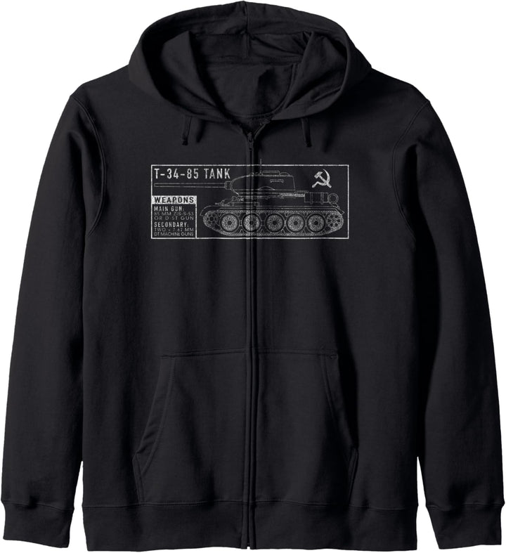 T-34 85 WW2 Panzer Russischer Weltkrieg Zwei Panzer Kapuzenjacke