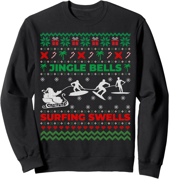 Funny Surfing With Santa Ugly Christmas Sweater Gift Sweatshirt