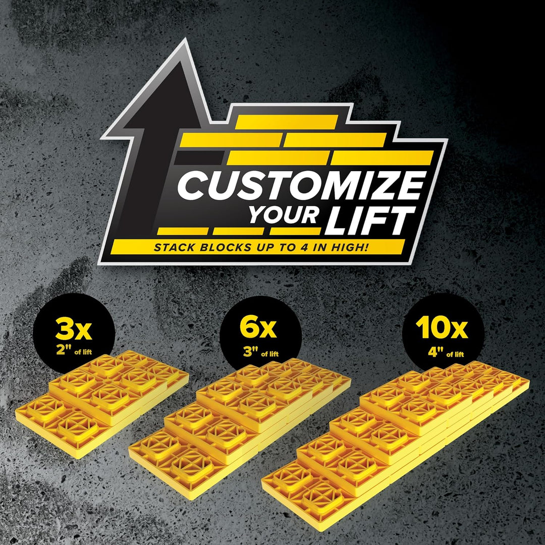 Camco Fasten 2x2 Leveling Block for Single Tires-Interlocking Design Allows Stacking to Desired Heig
