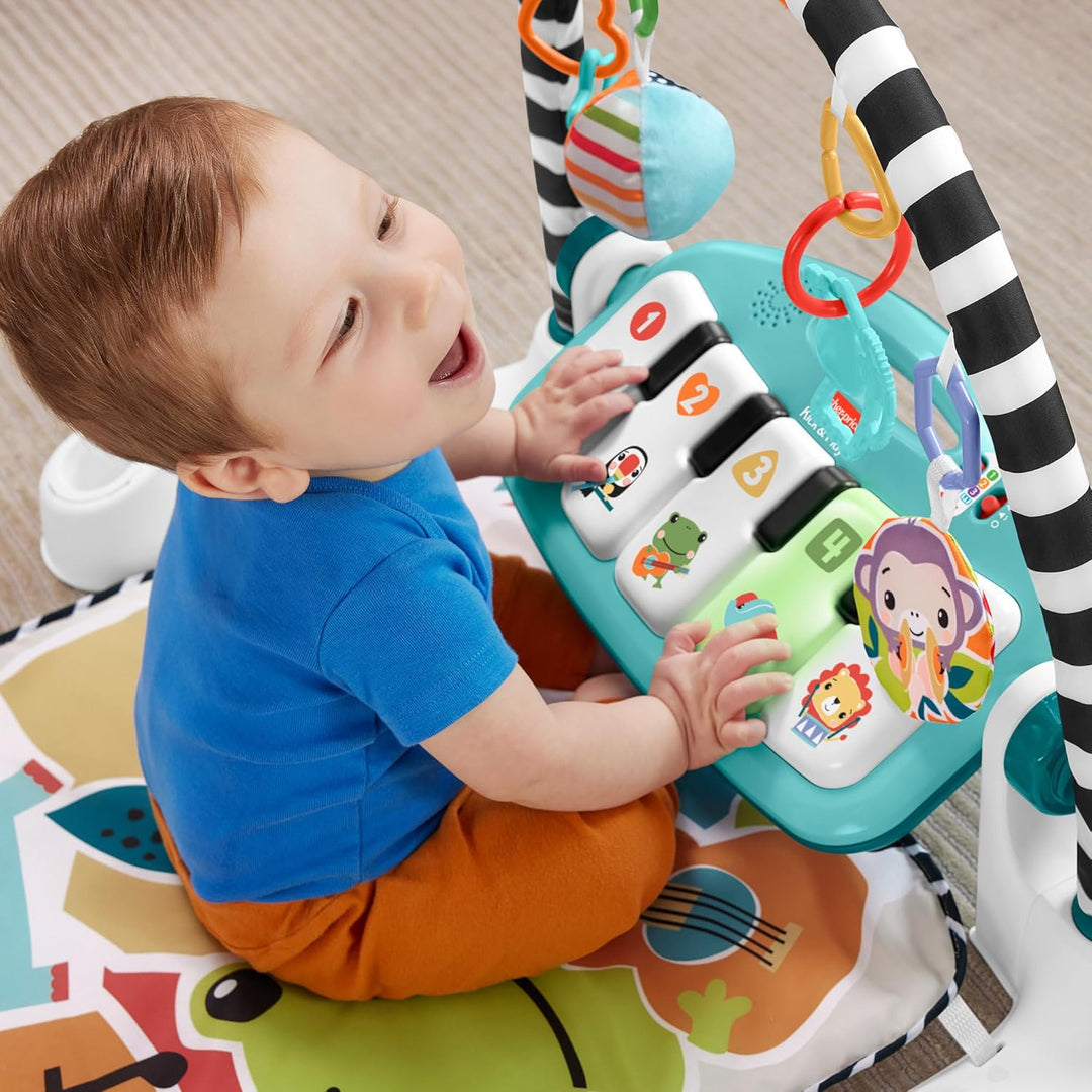 Fisher-Price Kontrast Kick & Play Pianospieldecke für Babys, Spielspass Pianospieldecke, tragbares M