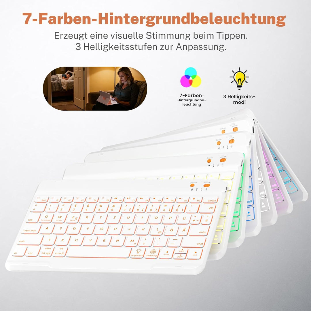 OYEEICE Hülle mit Tastatur für iPad 9/8/ 7 Generation 10,2 Zoll, Vergrösserte Anti-Falloff Tastenkap