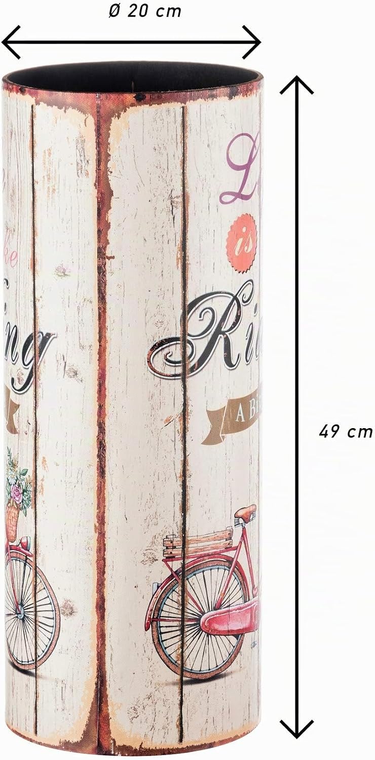 Rebecca Mobili Regenschirm Schirmhalter Leinwand beige rund Life is Riding Retro Flur (Cod. RE4760)