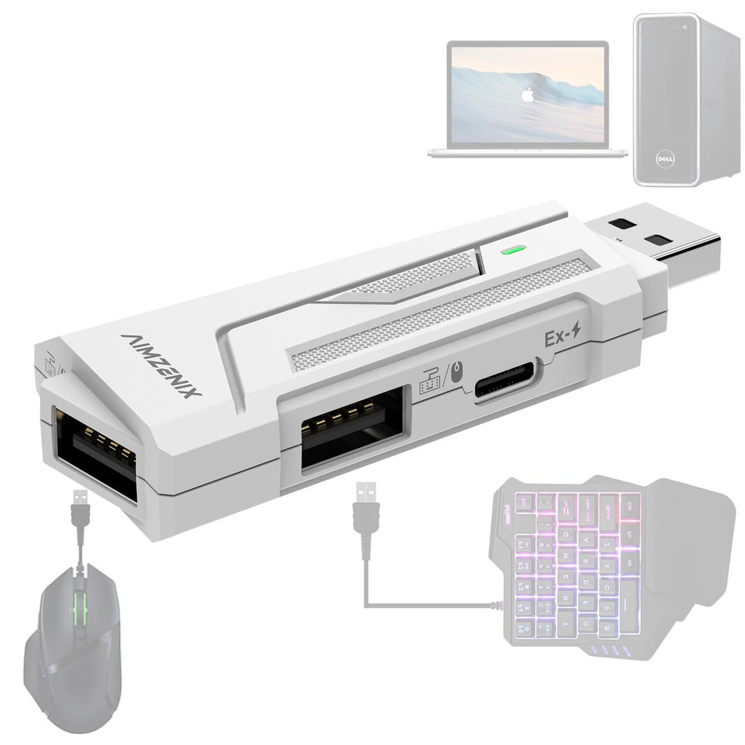 AX200 Computer-Maus und Gaming-Tastatur-Adapter für PC, Unterstützung Key Mapping, Aim Assist, Recoi