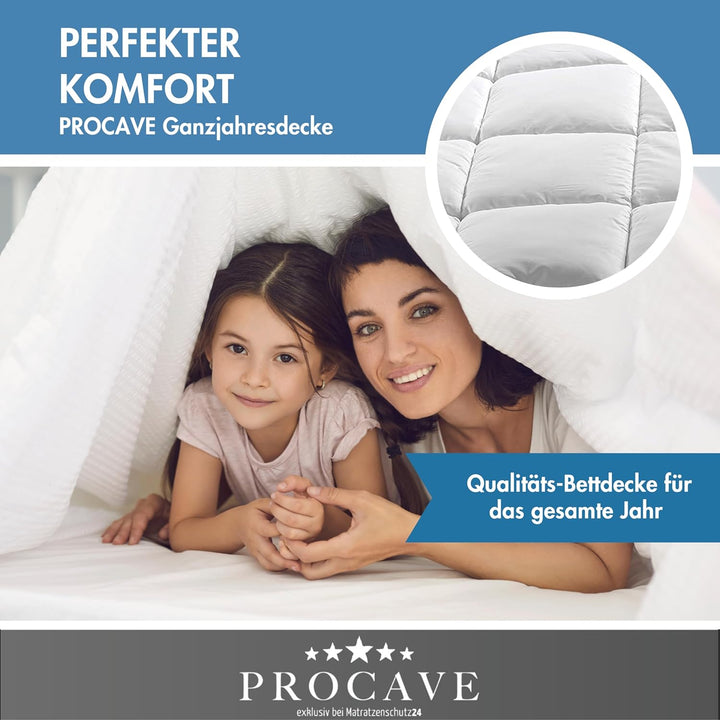 PROCAVE Micro-Comfort Ganzjahresdecke 240x220 cm | Microfaser | Steppdecke | Bettdecke | Einziehdeck