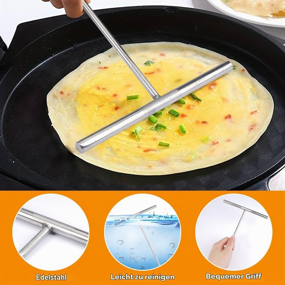 2 Stück Crepes Verteiler Spatel, Edelstahl Teigverteiler Crepe Spatel, Crepes Verteiler und Wender S