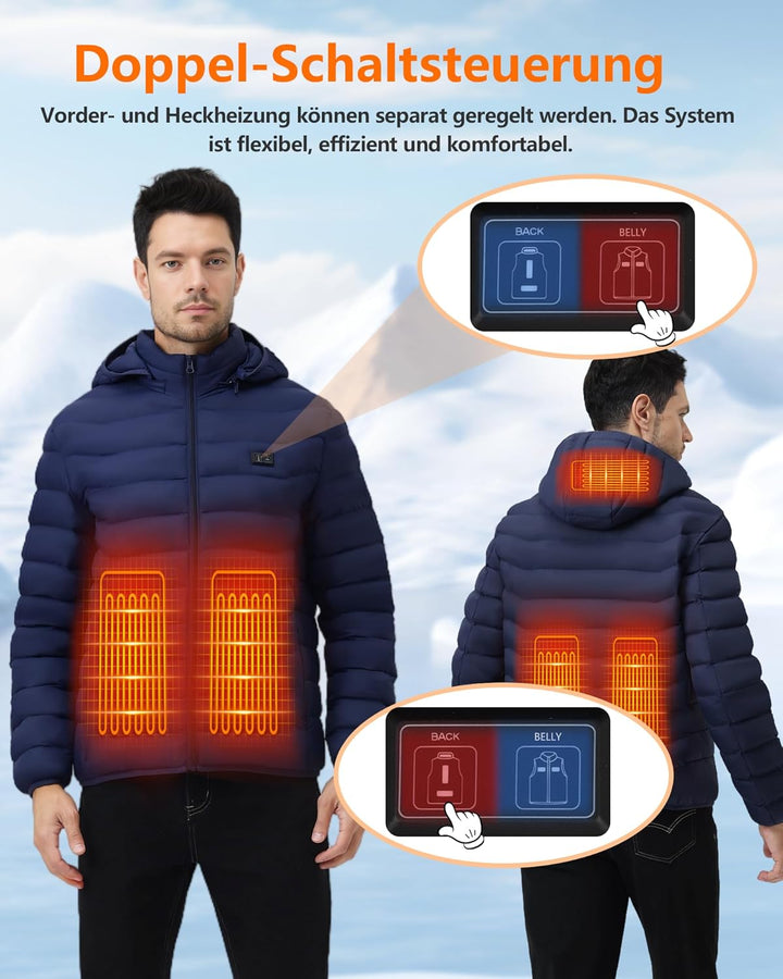 Beheizbare Jacke - Heizjacke mit Akku 10000mAh - Warme Heizjacke für Herren Damen 5 Heizzonen, 3 Tem