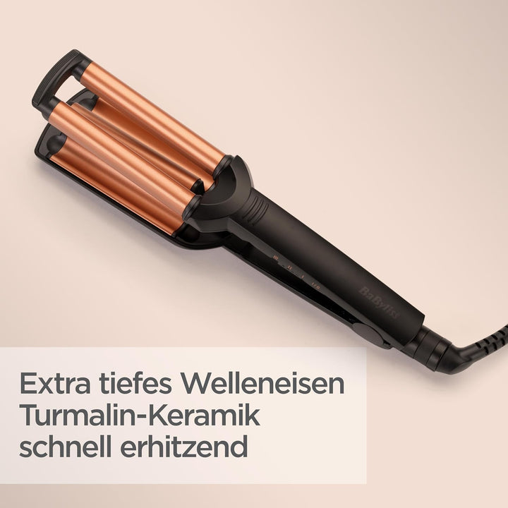 BaByliss Deep Waves Welleneisen für definierte und grosse Mermaid Waves, Beach Waves und Festivalfri