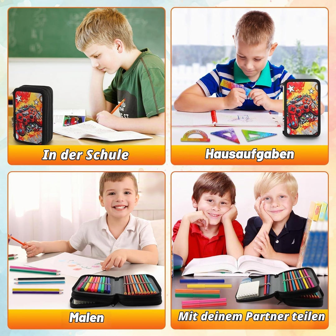44 Artikel Federmappe 3 Fach Jungen federpenal jungens 3 fächer schulmäppchen Jungs federtasche Jung
