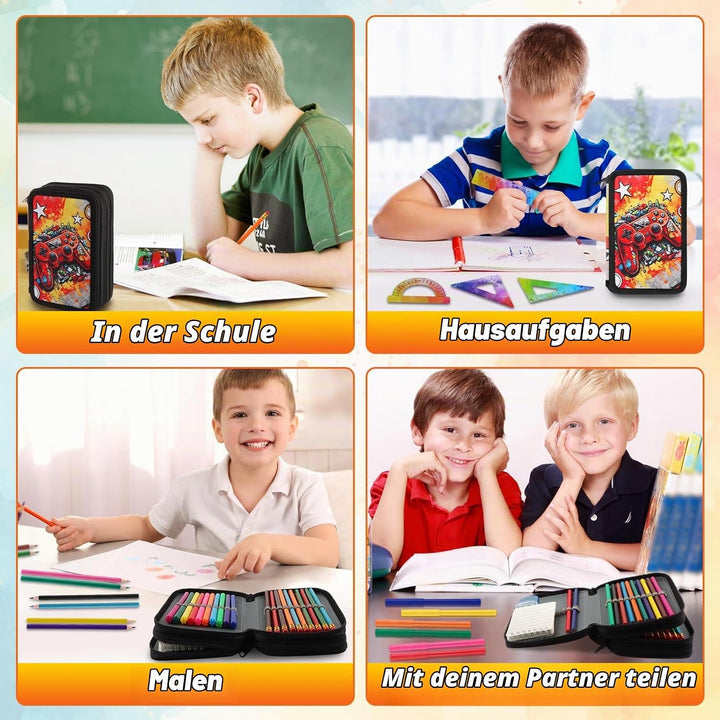 44 Artikel Federmappe 3 Fach Jungen federpenal jungens 3 fächer schulmäppchen Jungs federtasche Jung