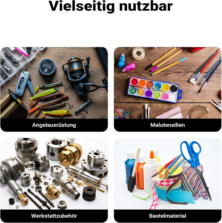 Wiltec Werkzeugkasten 484 x 154 x 165 mm aus Stahl, Werkzeugkoffer mit herausnehmbarer Ablage und Ha