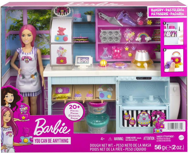 Barbie HGB73 - Tortenbäckerei Spielset mit Puppe (30 cm), Bäckerei, Kuchenherstellungsfunktion, +20