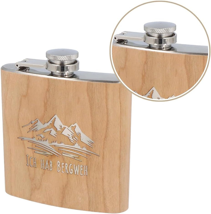 Spruchreif | Flachmann aus Edelstahl mit Gravur | Flachmann aus Holz | Outdoor Geschenk | Geschenkid