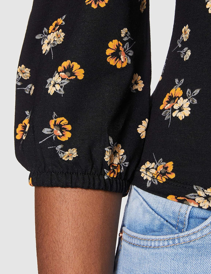 ONLY Women's T-Shirt L Black/Aop:flower, L Black/Aop:flower