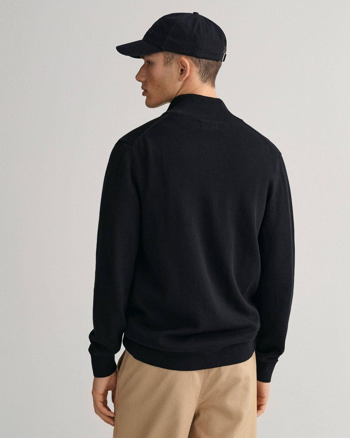 GANT Herren Casual Cotton Zip Cardigan Strickjacke M Schwarz, M Schwarz