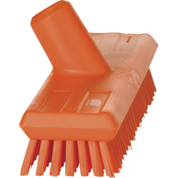 Vikan 70417 Stiff Bristle Deck Scrub, 10-3/4" Polyester, Orange 7041 Orange, 7041 Orange