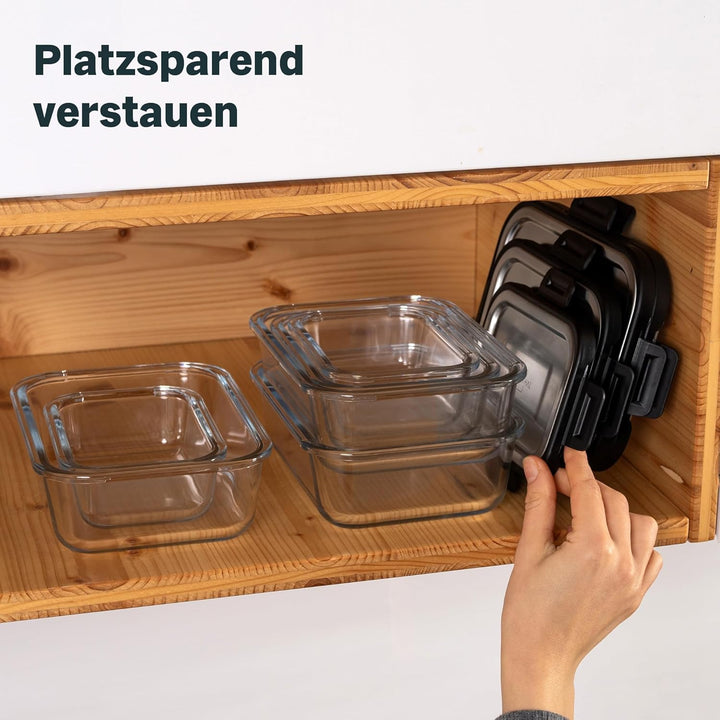 SILBERTHAL Frischhaltedose Glas 1L- mit Edelstahl Deckel - Luftdicht - Auch als Set erhältlich