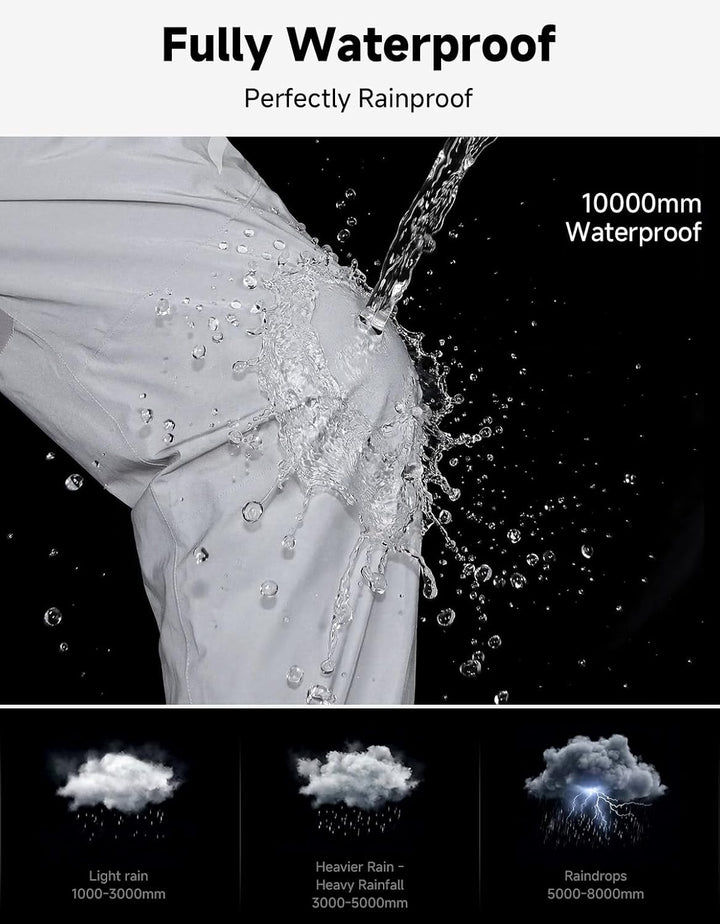 KEMIMOTO wasserdichte Regenhose für Herren, Leichte Winddichte Wanderhose mit Transportbeutel, Fahrr