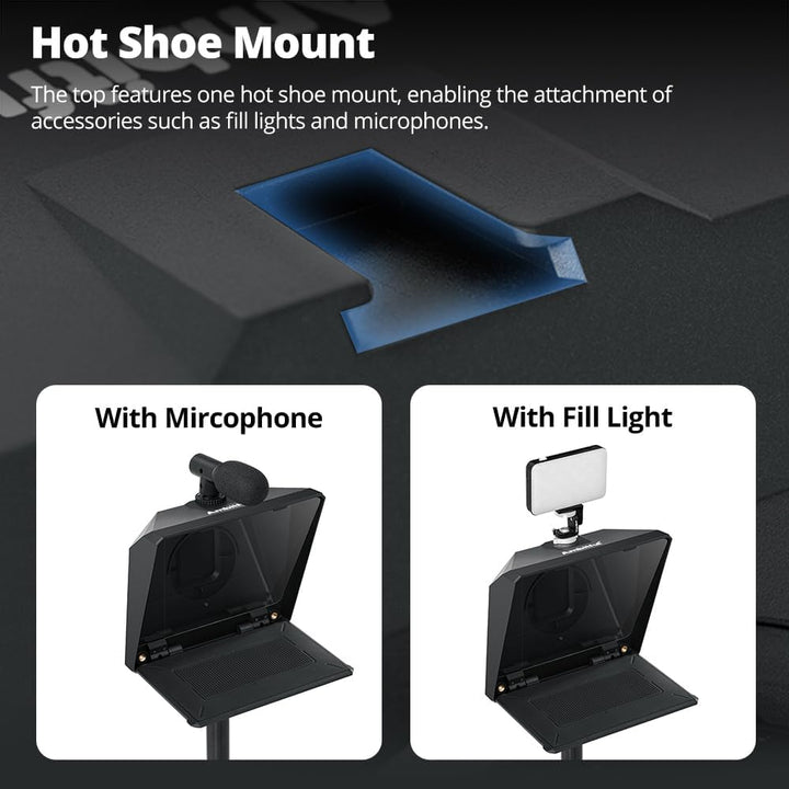 Ambitful T1 Pro Teleprompter für Handy mit Desktop-Stativ, schnell einzurichten, tragbares Telepromp