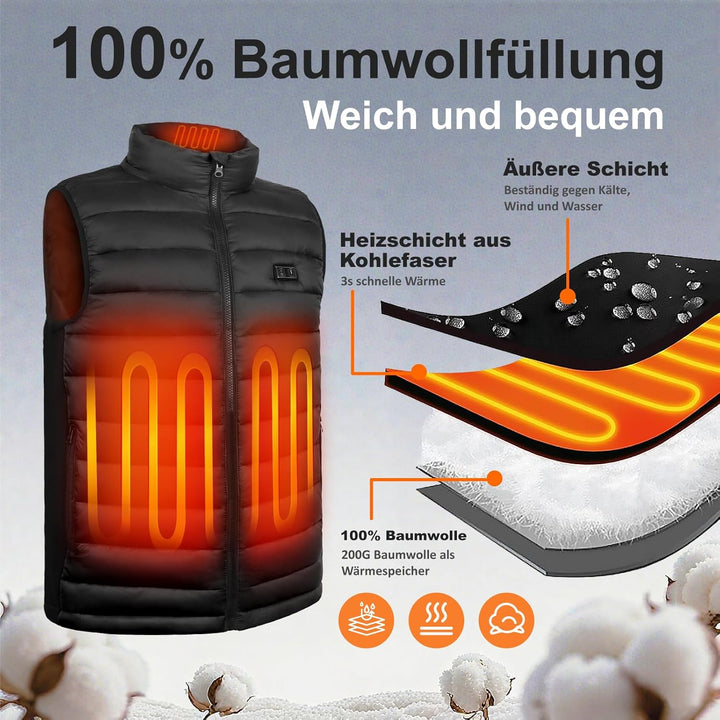 seenlast Beheizbare Weste, Heizweste Herren mit powerbank 10000 mAh, Weste Beheizbar Thermoweste Wär