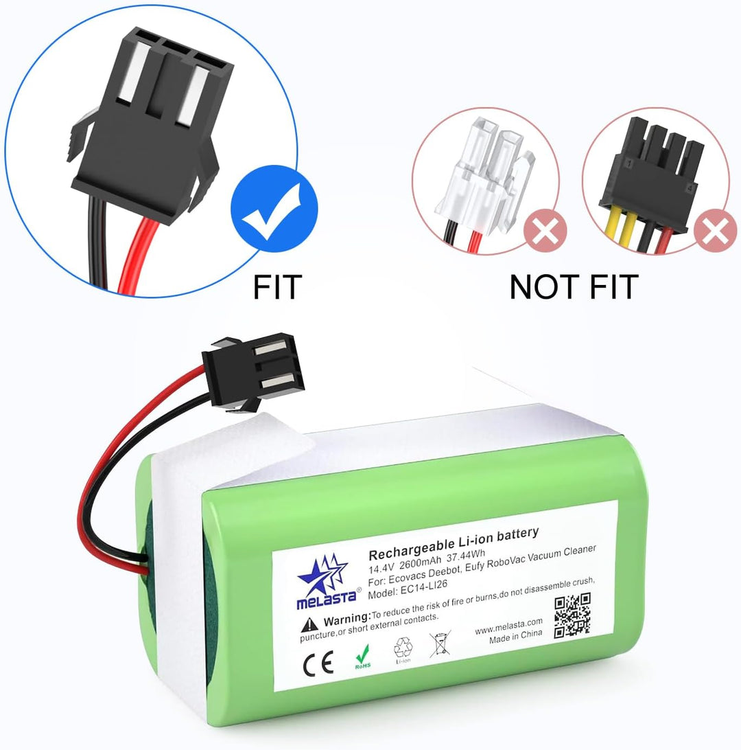 MELASTA 2600mAh Ersatzakku für Ecovacs Deebot N79 N79S DN622, 14,4V Li-Ion Akku Compatible with Tesv