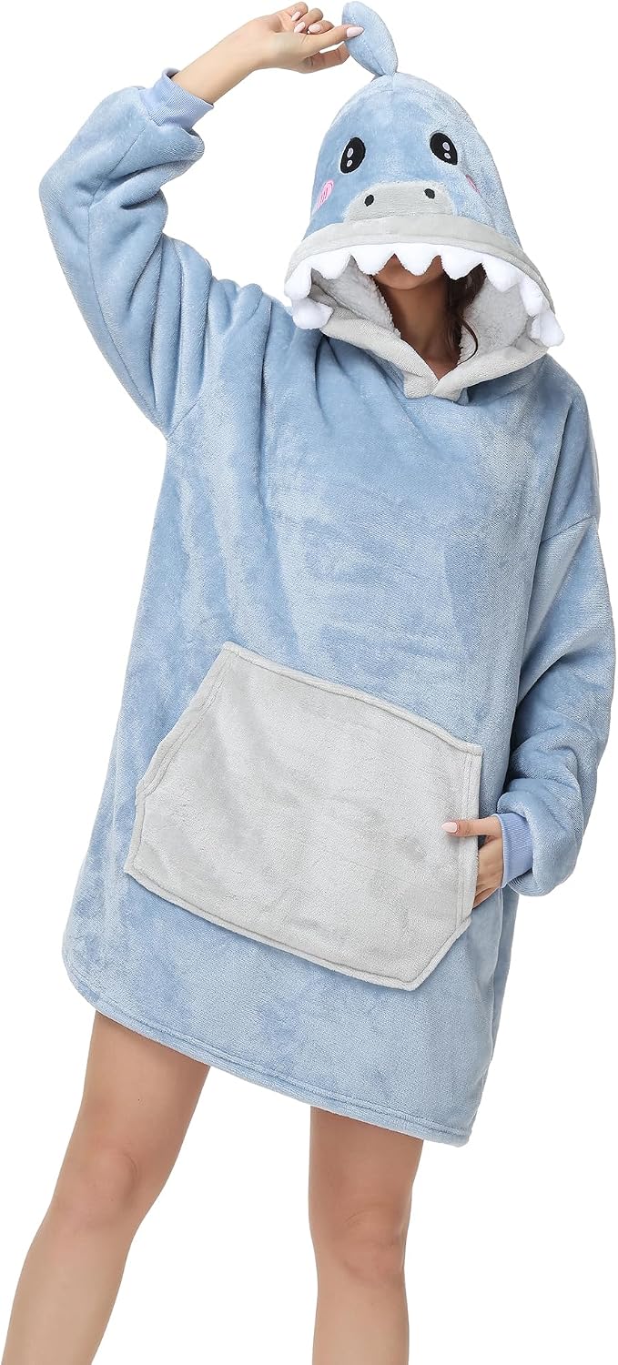 LATH.PIN Panda Übergrosse Decken-Hoodie Flanell mit Kapuze Pulloverdecke Sweatshirt Unisex Kapuzenpu