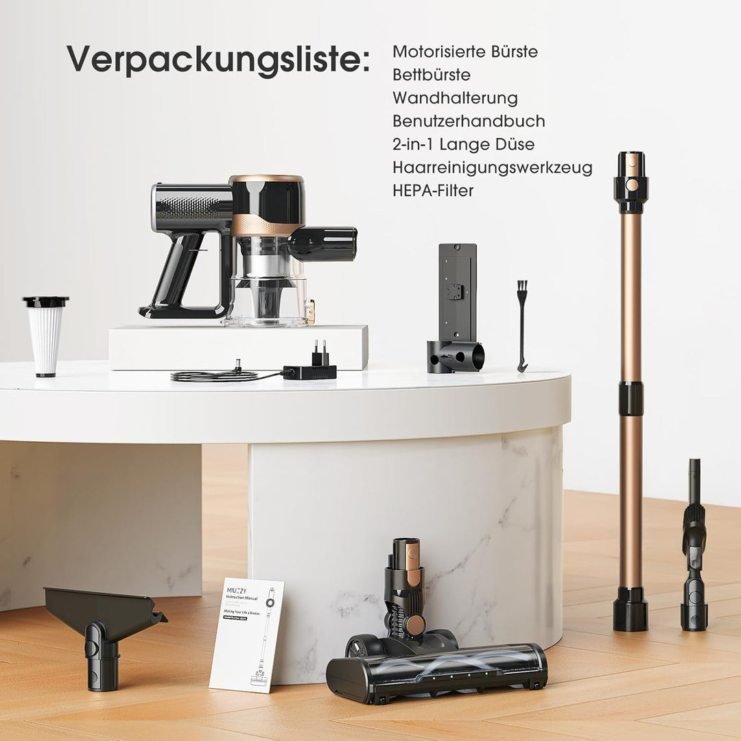 Lubluelu Kabelloser Akku Staubsauger 45kPa, 450W Leistungsstarker Motor, Leicht & Geräuscharm mit LE