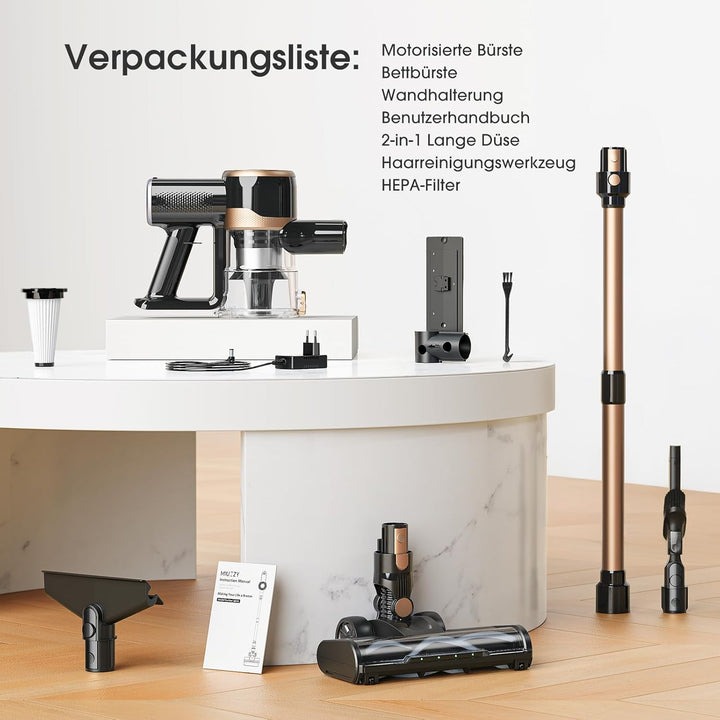Lubluelu Kabelloser Akku Staubsauger 45kPa, 450W Leistungsstarker Motor, Leicht & Geräuscharm mit LE