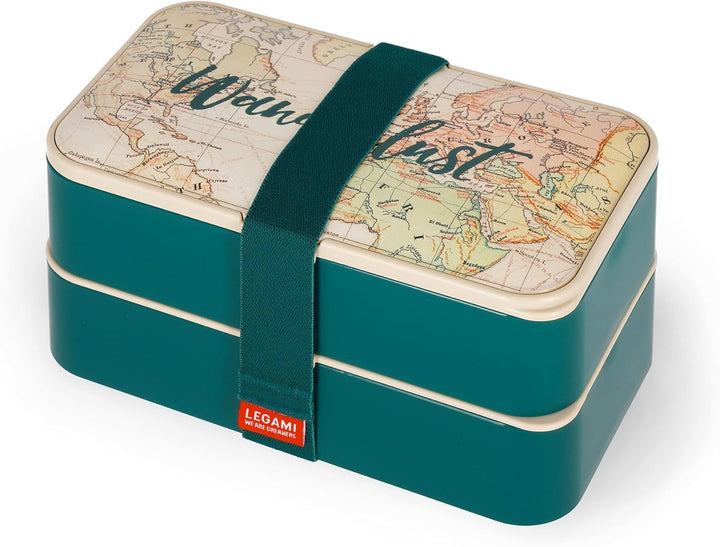Legami - Lunchbox mit 3 Besteckn, Travel, Lunchbox, Fassungsvermögen 1200 ml, auslaufsicher, mikrowe