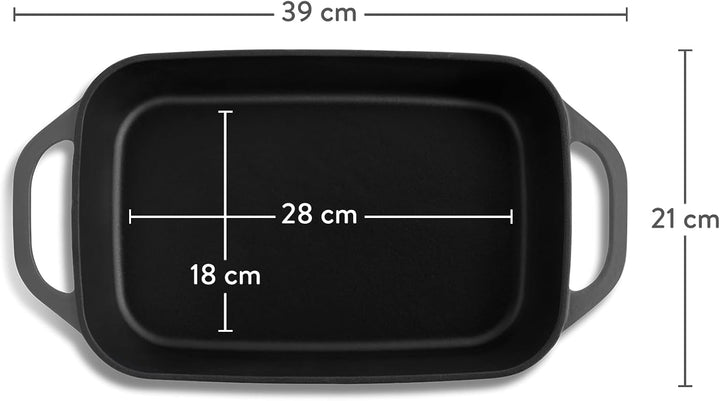 SPRINGLANE Gusseisen Auflaufform Grau, 39,2 x 21,2 cm, 4 l - Emailliert - Lasagneform, Auflaufform G
