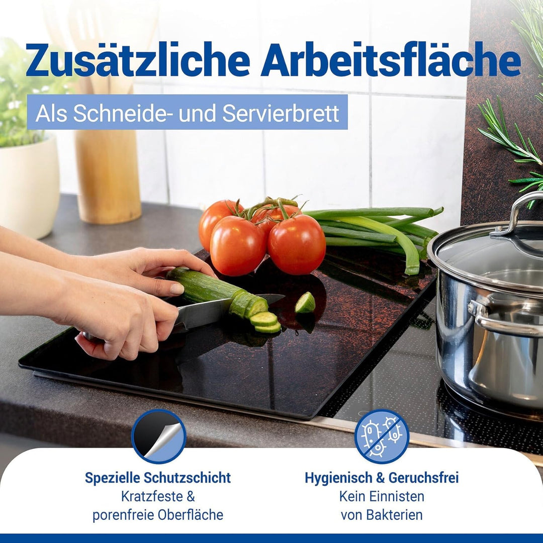 Allstar Glasabdeckplatten Rosmarin, 2er Set, Herdabdeckung für Glaskeramikkochfelder mit Rosmarinmot