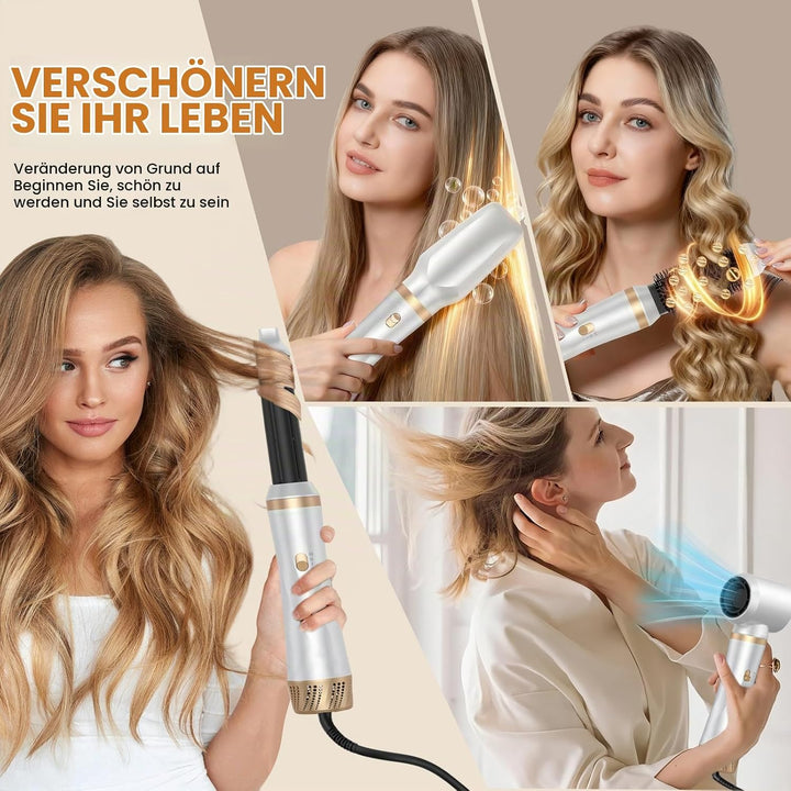 Airstyler 5 in 1, 1000W Warmluftbürste Set mit Lockenstab Automatisch, Air Styler Thermal Brush Haar