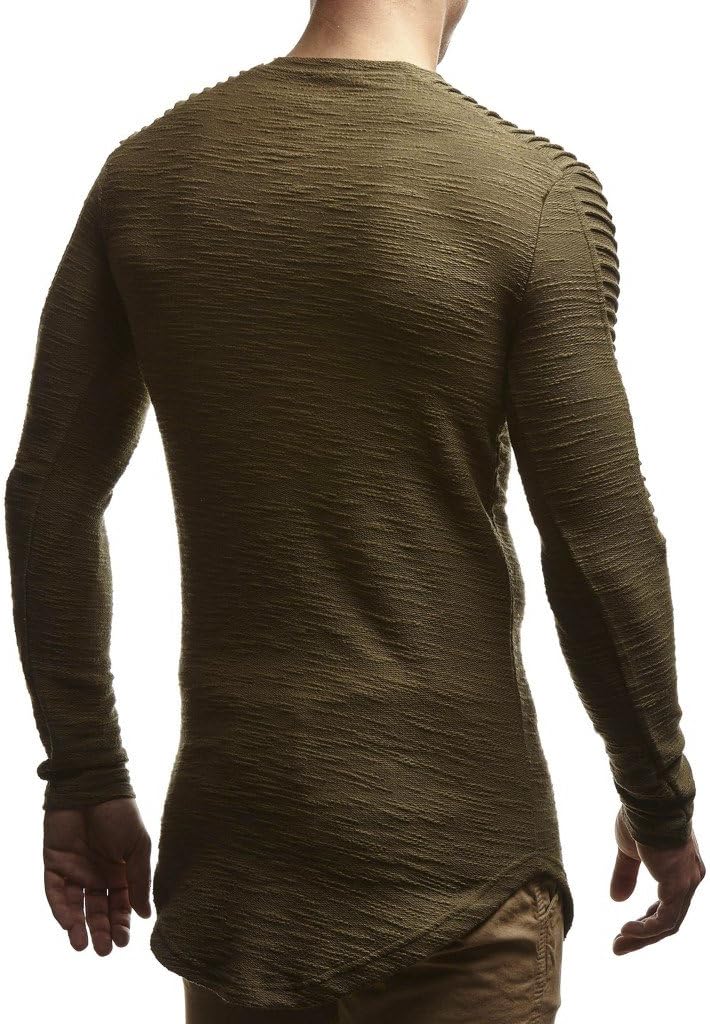 Leif Nelson Herren Pullover Rundhals-Ausschnitt Schwarzer Männer Longsleeve dünner Pulli Sweatshirt