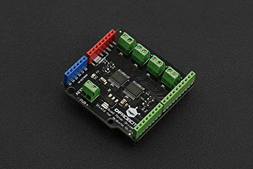 DFRobot Quad DC Motor Driver Shield für Arduino, Eine Steuerung von bis zu Vier Gleichstrommotoren m