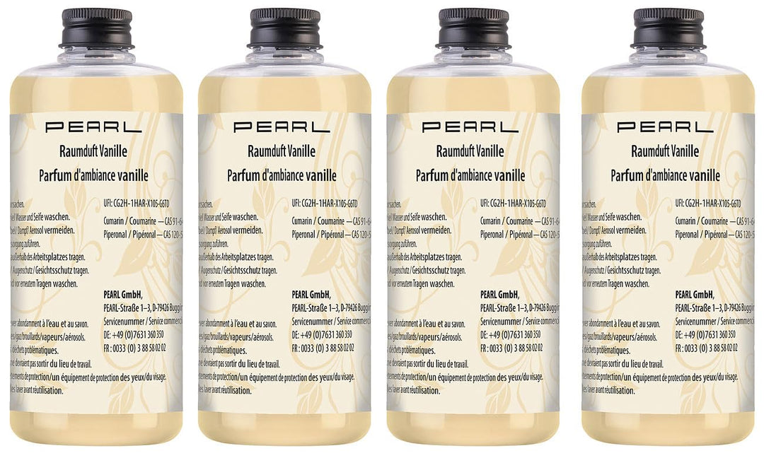 PEARL Raumduft Vorräte: 4er-Set Raumduft-Nachfüllflaschen, Vanille-Duft, 500 ml (Duftflüssigkeit Nac