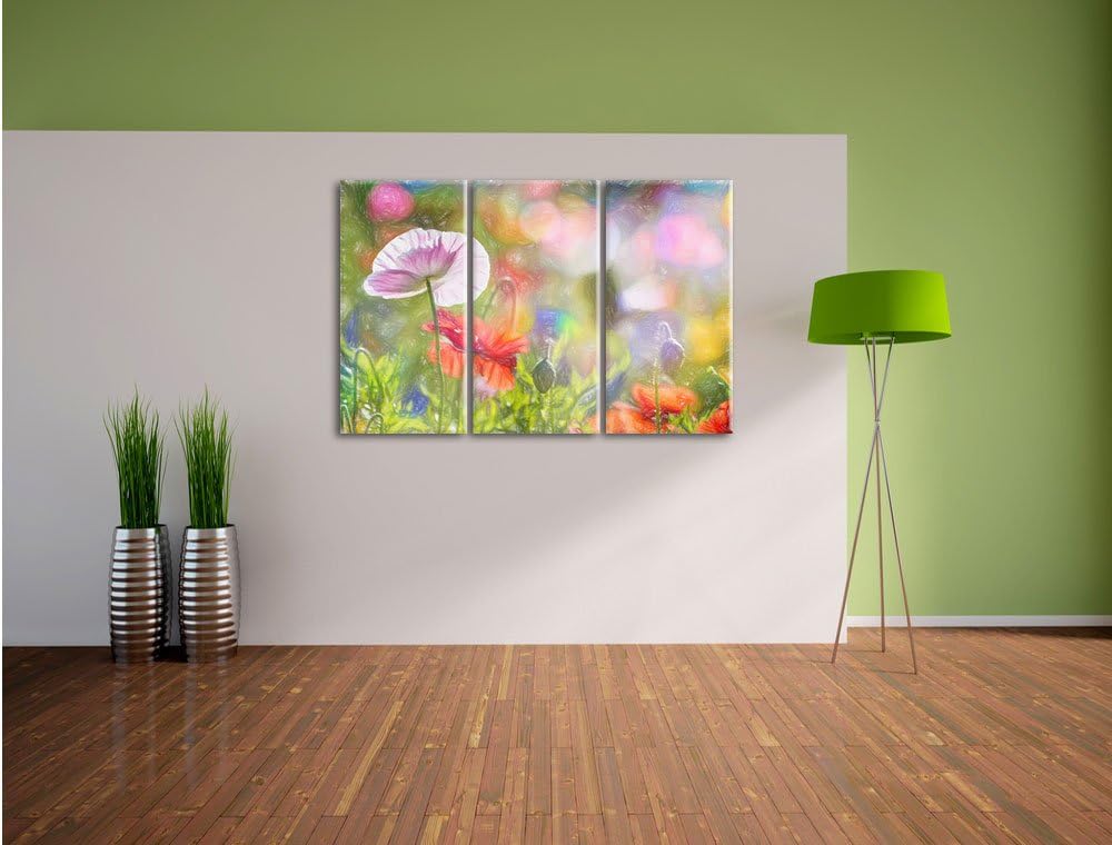 Pixxprint Kalifornischer Mohn im Frühling als Leinwandbild/Grösse: 3 Teilig (120x80 cm) cm/Wandbild/