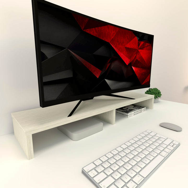 Henor Monitorständer TV-Bildschirmerhöhung in FSC® Holz 100 x 26.5 x 12 cm. Unterstützt 90 kg Eiche