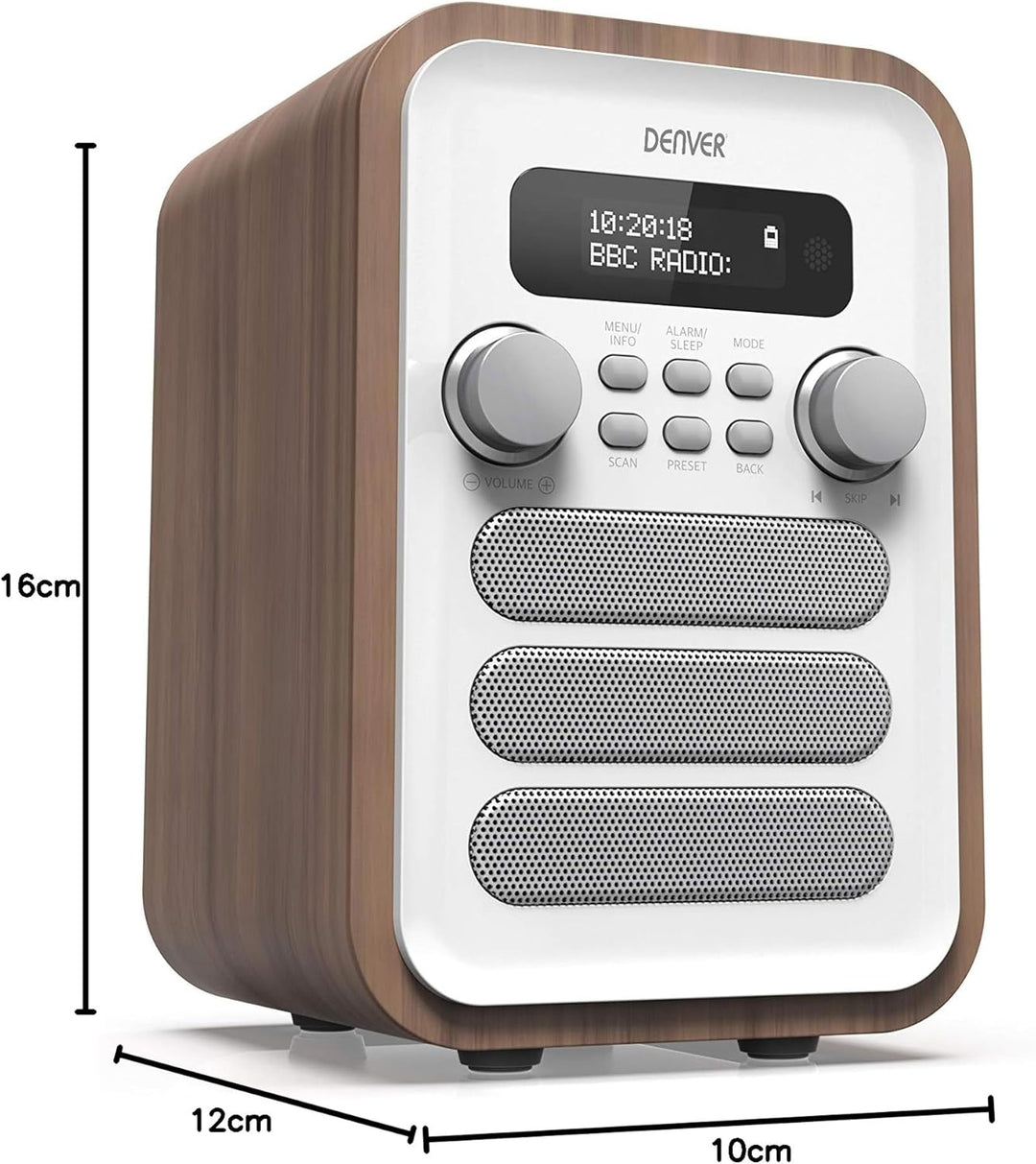 DENVER DAB-48WHITE DAB + Radio Mit integriertem FM-Radio und Bluetooth-Funktion weiss