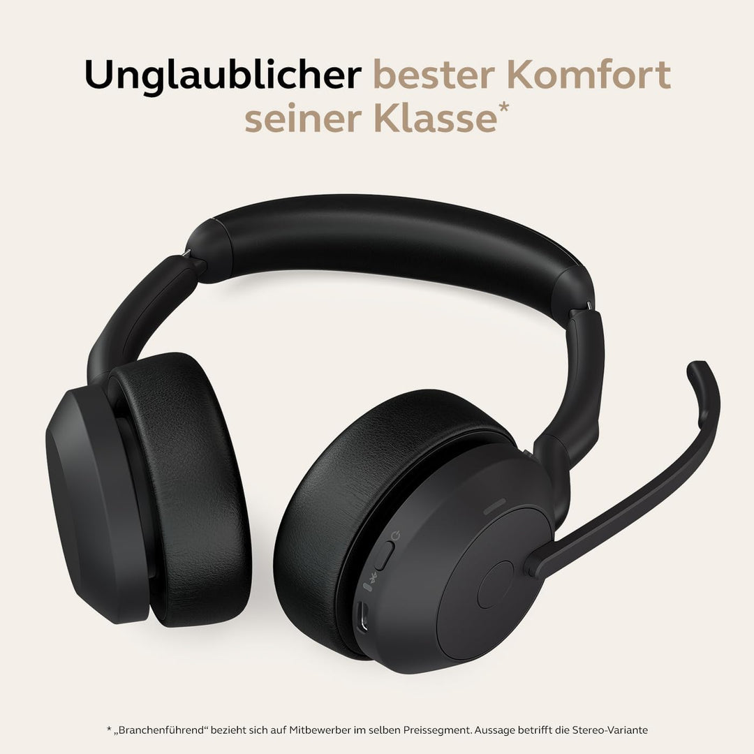 Jabra Evolve2 55 - schnurloses Stereo-Headset mit Ladestation und Jabra Air Comfort - Mikrofone mit