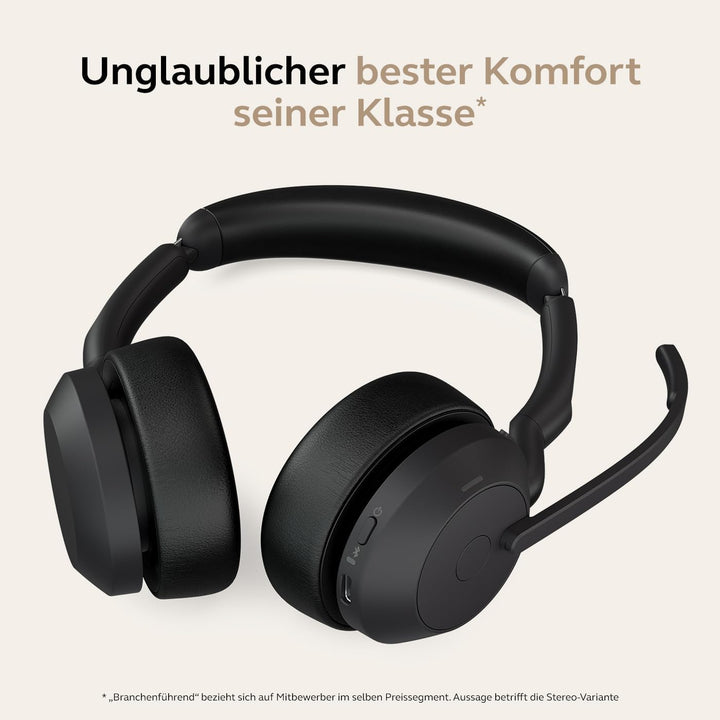 Jabra Evolve2 55 - schnurloses Stereo-Headset mit Ladestation und Jabra Air Comfort - Mikrofone mit