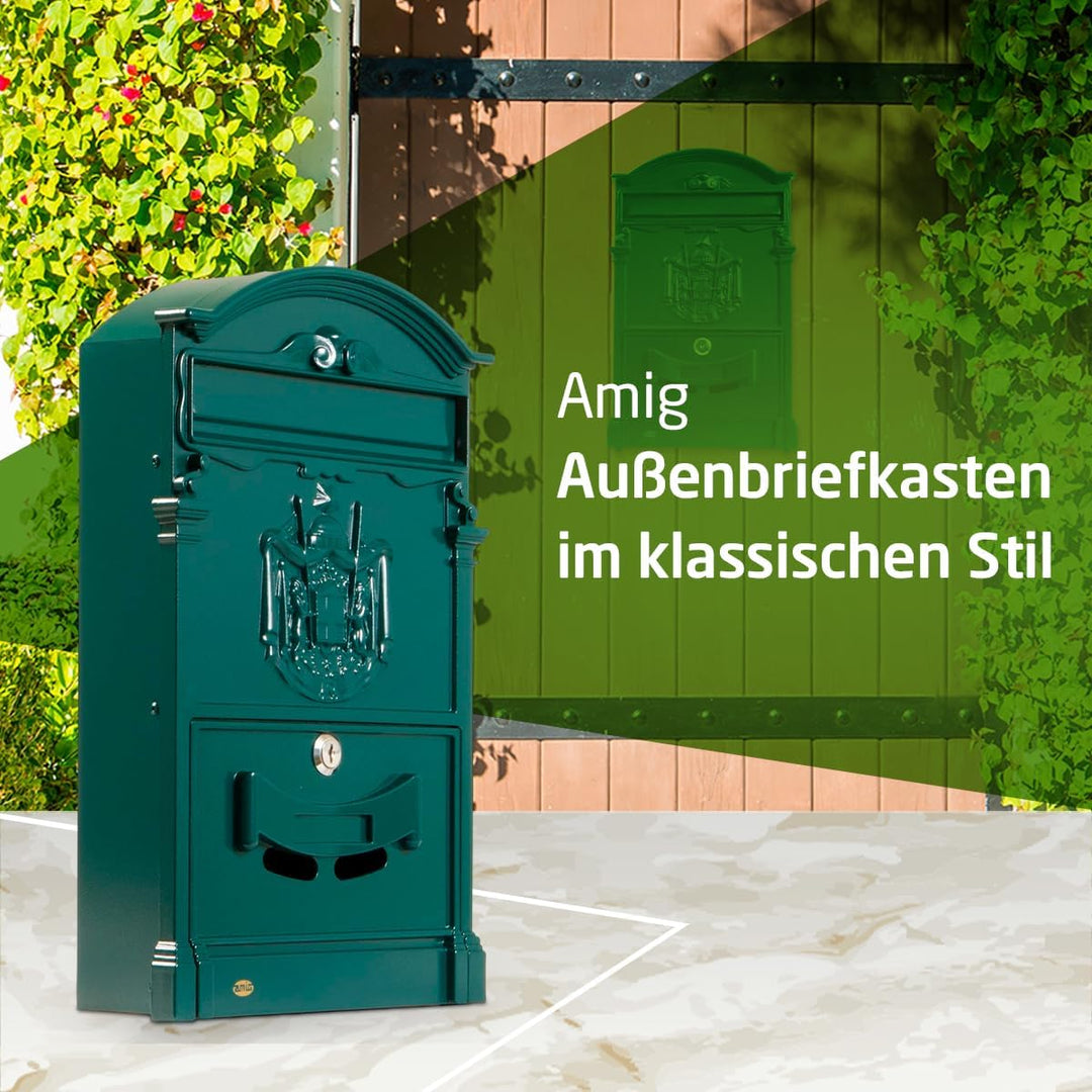Amig – Briefkasten im klassischen Stil für den Aussenbereich - Postschliessfach für Mauern, Mauern o