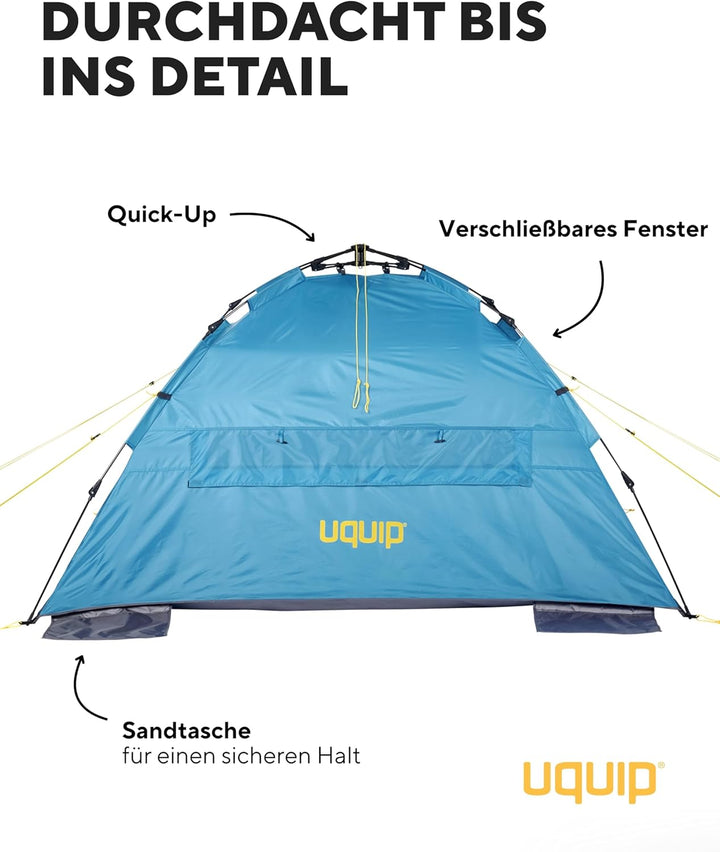 Uquip XL Buzzy Strandzelt mit UV Schutz 50+ Sonnenschutz, Windschutz oder Regenschutz für die ganze