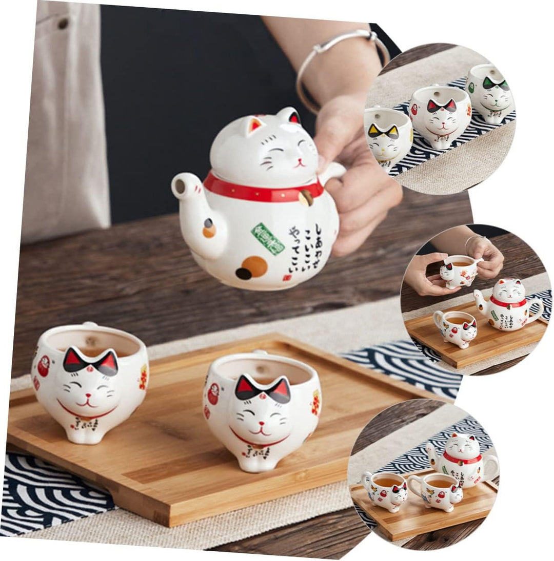 Keramik Lucky Cat Teekanne Mit Tragbares Chinesisches Tee Hochwertigem Material Kreatives Maneki Mot