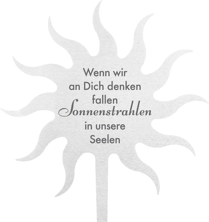 Fritz Cox® Grabstecker Sonne 'Wenn wir an Dich denken, fallen Sonnenstrahlen in unsere Seelen'