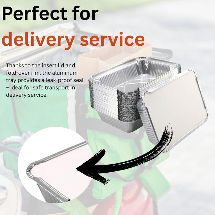 Enpack Aluschale R1-845L - 100 Stück Aluminiumschale mit Deckel - Menüschale - eckige Alu Form mit 8