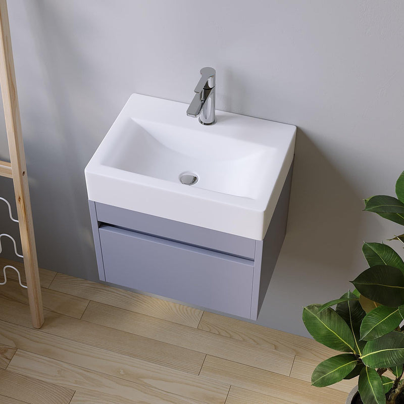 Waschbecken aus Keramik Eckig 45 x 33 cm Aufsatzwaschbecken für Waschtisch Unterschrank Waschplatz H
