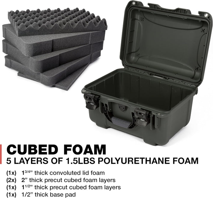 Nanuk Koffer mit Schaumstoff, Silber 918-1005 Würfelförmiger Schaumstoff Oliv/Blatt für Mich (Leaf I
