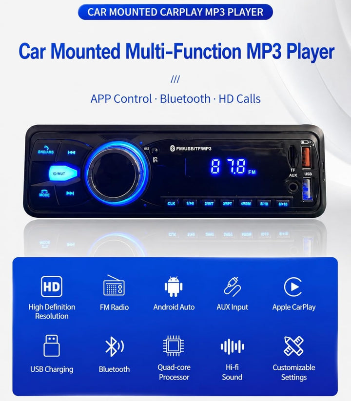 5060BT MP3-Player fürs Auto Autoradio Bluetooth Stereo mit 2 USB-Anschluss/FM/TF/MP3 Player Fernbedi