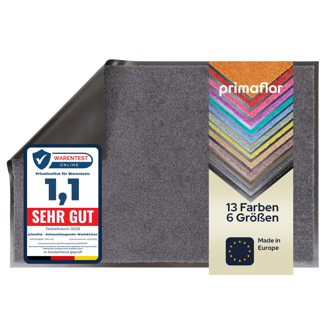 Primaflor Schmutzfangmatte CLEAN – Anthrazit, 60x180 cm | Saugstarke, Schwer entflammbare Fussmatte