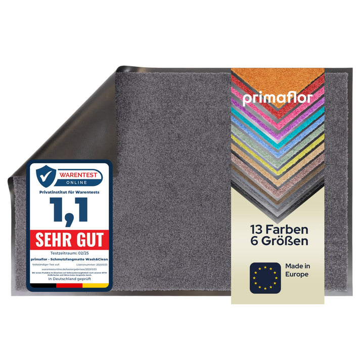 Primaflor Schmutzfangmatte CLEAN – Anthrazit, 60x180 cm | Saugstarke, Schwer entflammbare Fussmatte